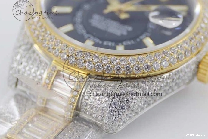 0203 Effortless Diamond Skydweller SS YG TWF Best Edition Black Dial on SS YG Bracelet Asian 23J to 2343